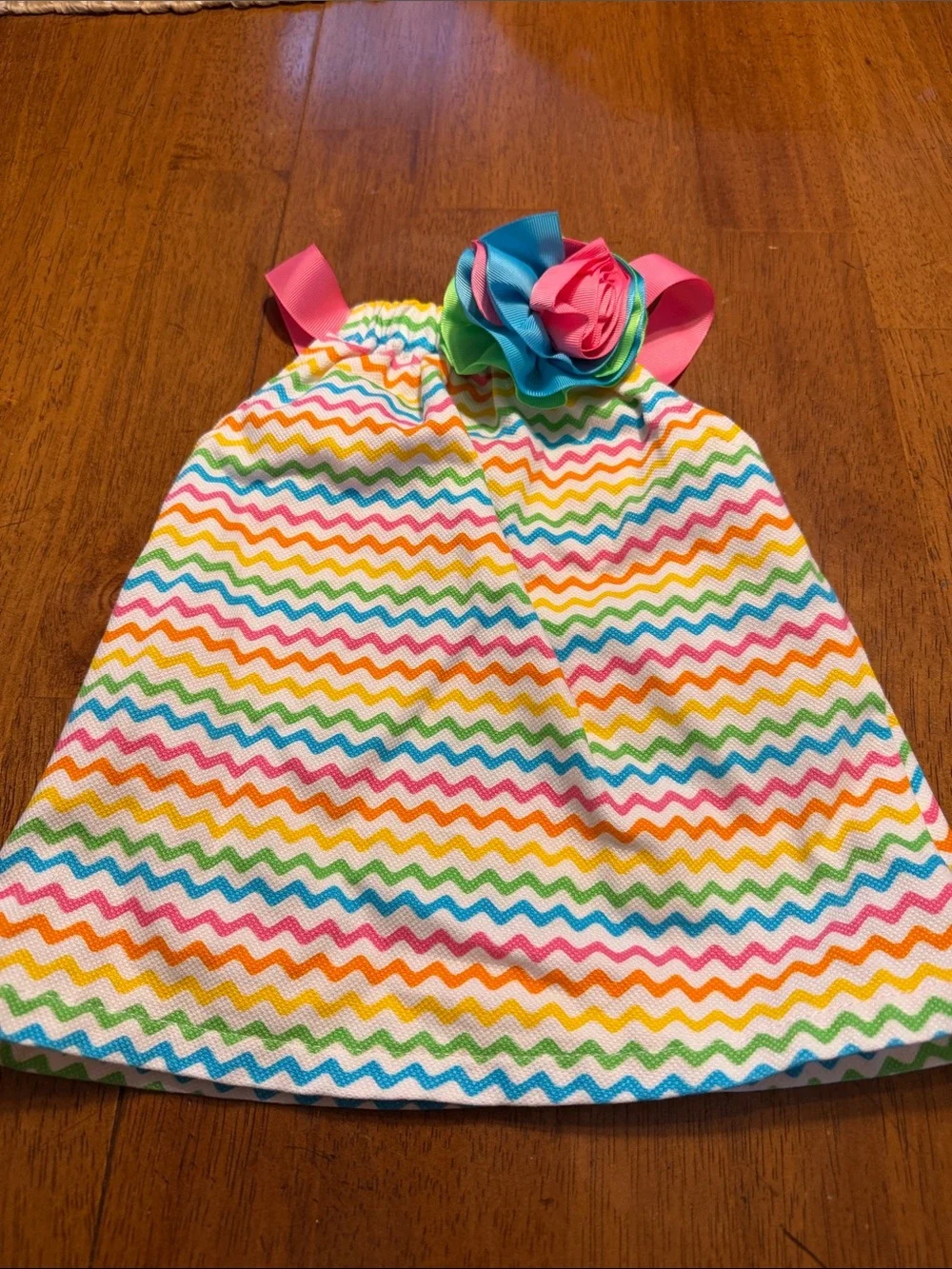 Mud Pie Multicolor Chevron Cotton Kids Hat with Floral Bow